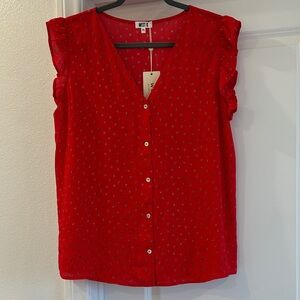 Red Ruffle Sleeve Blouse by West K